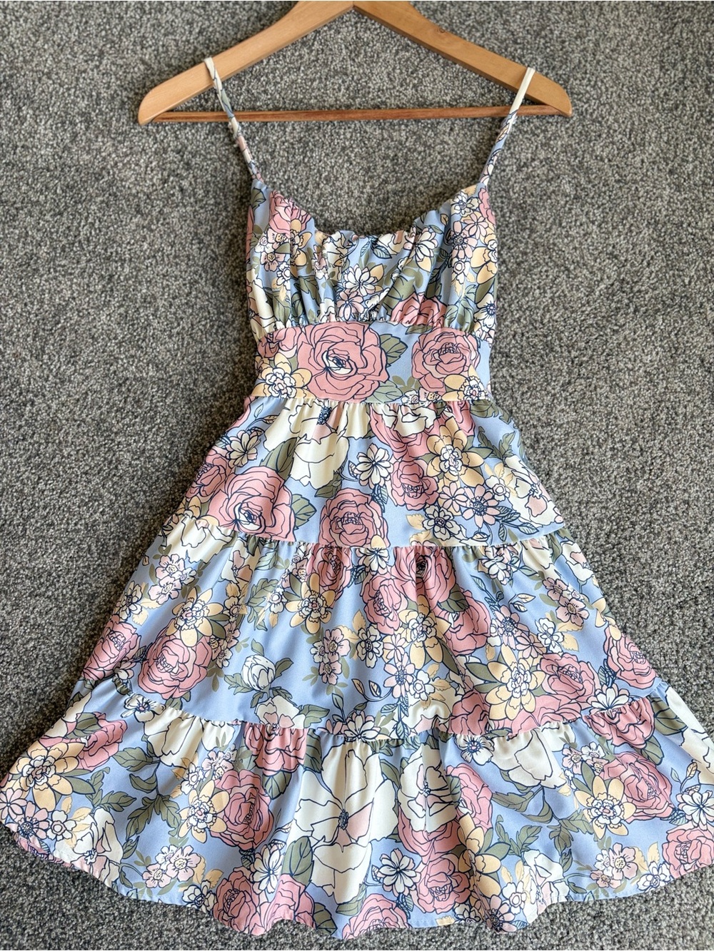 Altar’d State Soft Floral Spaghetti Strap Dress Sundress Bow Back Garden Small - Picture 8 of 12